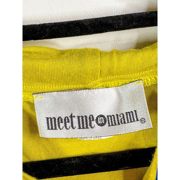 VTG Meet Me In Miami Large Lime Green Hoodie Grommet Detail Lightening Blot USA - Picture 3 of 7